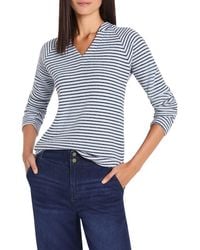 NIC+ZOE - Stripe Thermal Split Neck Long Sleeve Top - Lyst