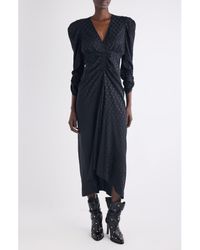 Isabel Marant - Albini Polka Dot Jacquard Stretch Silk Midi Dress - Lyst