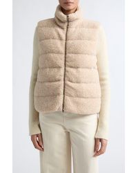 Herno - Mixed Media Wool Rib & Curly Fleece Cardigan - Lyst