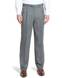 Berle - Self Sizer Waist Pleated Classic Fit Wool Gabardine Dress Pants - Lyst