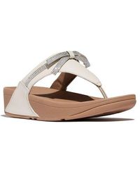 Fitflop - Lulu Glitz Bow Leather Toe Post Sandals - Lyst