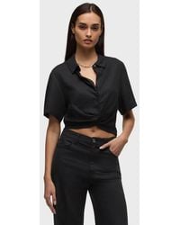 Hudson Jeans - Short Sleeve Knotted Button Down Shirt - Lyst