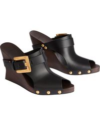 Balmain - Anthem Wedge Smooth Leather Mules - Lyst