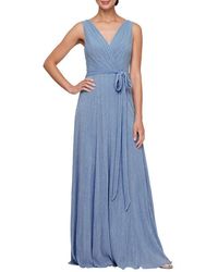 Alex Evenings - Tie Waist Metallic Sleeveless Gown - Lyst