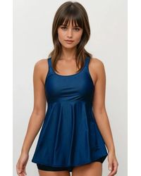 Calypsa - Plus Size Amber Flared Tankini Swim Top With Adjustable Straps And Removable Cups - Lyst