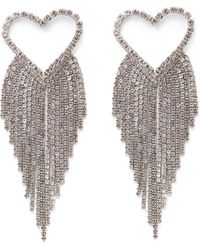 petit moments - Glamour Heart Crystal Fringe Drop Earrings - Lyst