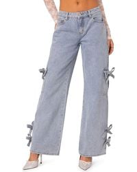 Edikted - Bows 4 Days Low Rise Wide Leg Cargo Jeans - Lyst