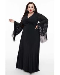 Smak Parlour - Plus Size Fringed Long Bell Sleeved Ruched Maxi Dress - Lyst