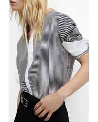 Mango - Stripe Contrast Button-up Shirt - Lyst