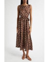 Max Mara - Martina Polka Dot Silk Twill Midi Dress - Lyst