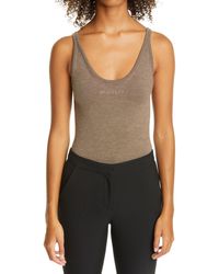 Burberry Logo Embroidered Cashmere Blend Bodysuit - Brown