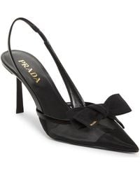 Prada - Mesh Bow Slingback Pump - Lyst