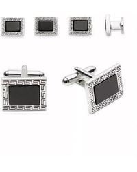 Link Up - Greek Key Stud & Cufflinks Set With Enamel - Lyst