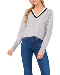 Cece - Scalloped V-Neck Pullover Sweater - Lyst