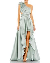 Ieena for Mac Duggal - Ruffle One-shoulder High-low Satin Gown - Lyst