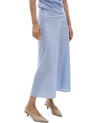 Mango - Pinstripe Stretch Cotton Blend Midi Skirt - Lyst