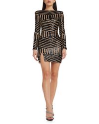 Dress the Population - Nathalia Sequin Directional Stripe Long Sleeve Cocktail Minidress - Lyst