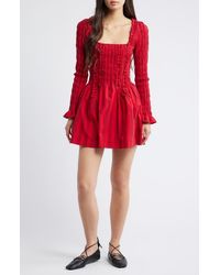 Damson Madder - Raphaela Ruffle Long Sleeve Organic Cotton Minidress - Lyst