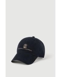 Brunello Cucinelli - Suede Baseball Cap With Embroidered Logo - Lyst