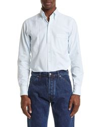 Drake's - Ticking Stripe Oxford Cotton Button-down Shirt - Lyst