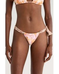 Kulani Kinis - Ruched Side Tie Thong Bikini Bottoms - Lyst