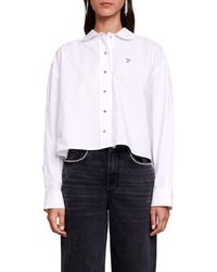 Maje - Cimidis Embroidered Logo Crop Cotton Button-up Shirt - Lyst