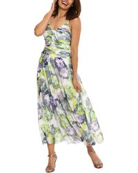 Maggy London - Floral Print Ruched Sleeveless Sundress - Lyst