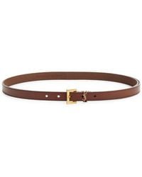 Saint Laurent - Cassandre Logo Skinny Leather Belt - Lyst