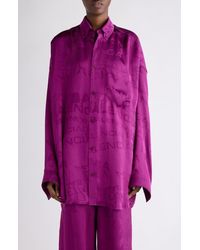 Balenciaga - Logo Jacquard Button-Down Cocoon Shirt - Lyst