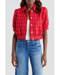 L'Agence - Cove Plaid Short Sleeve Crop Tweed Jacket - Lyst