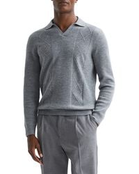 Reiss - Malik Textured Wool Polo Sweater - Lyst
