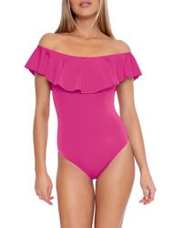 Trina Turk - Monaco Off The Shoulder Ruffle One-Piece Swimsuit - Lyst