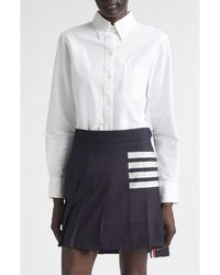 Thom Browne - Classic Point Collar Long Sleeve Cotton Blouse - Lyst
