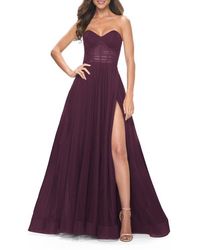 La Femme - Strapless Sweetheart A-Line Corset Prom Dress - Lyst