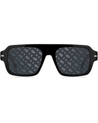 BOSS - Black-acetate Sunglasses With Monogram-patterned Lenses - Lyst