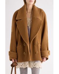 Chloé - Double Breasted Virgin Wool Herringbone Coat - Lyst