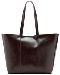 Mango - Large Leather Shopper Bag - Lyst