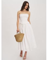 Miss Circle - Quadiya Smock Top Strapless Drop Waist Midi Dress - Lyst