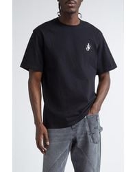JW Anderson - Anchor Logo Embroidered Cotton T-Shirt - Lyst
