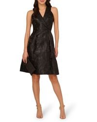 Adrianna Papell - Metallic Floral Jacquard Sleeveless Fit & Flare Cocktail Dress - Lyst