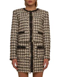Endless Rose - Premium Fringe Metallic Tweed Crop Jacket - Lyst