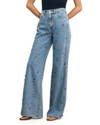 Veronica Beard - Kasey Embellished Wide Leg Jeans - Lyst