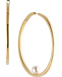 Nadri - La Vie Imitation Pearl Hoop Earrings - Lyst