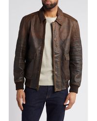 Frye - Distressed Water Repellent Leather Aviator Jacket - Lyst