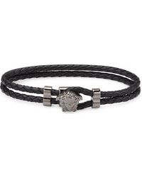 Versace - Medusa Braided Leather Bracelet - Lyst