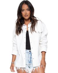 Blue Revival - Denim Mix Unreal Leather Shacket - Lyst