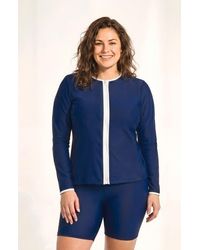 Calypsa - Plus Size Full Zip Peyton Swim Top Two-Toned Collection - Lyst