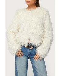 Edikted - Aleandra Fringe Faux Fur Crop Jacket - Lyst