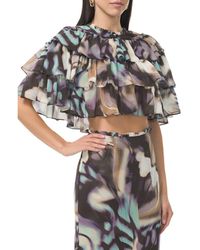 AFRM - Manon Abstraxct Print Tiered Crop Top - Lyst