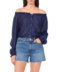 Two By Vince Camuto - Off The Shoulder Long Sleeve Button-Up Top - Lyst